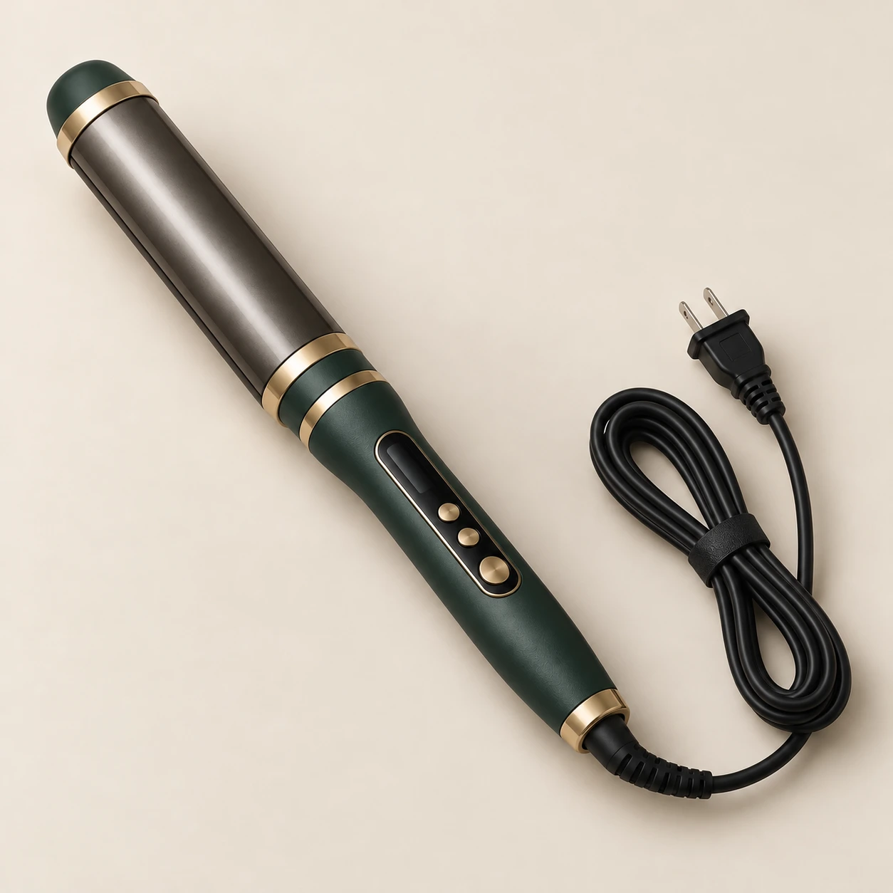 Library Oval Curling Wand, Forest & Brass; 25 × 38 mm oval barrel